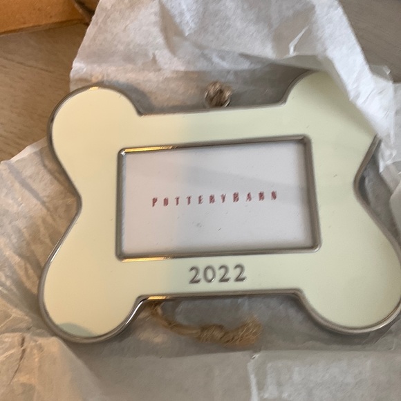 Pottery Barn Holiday Pottery Barn Dog Bone Enamel Photo Ornament